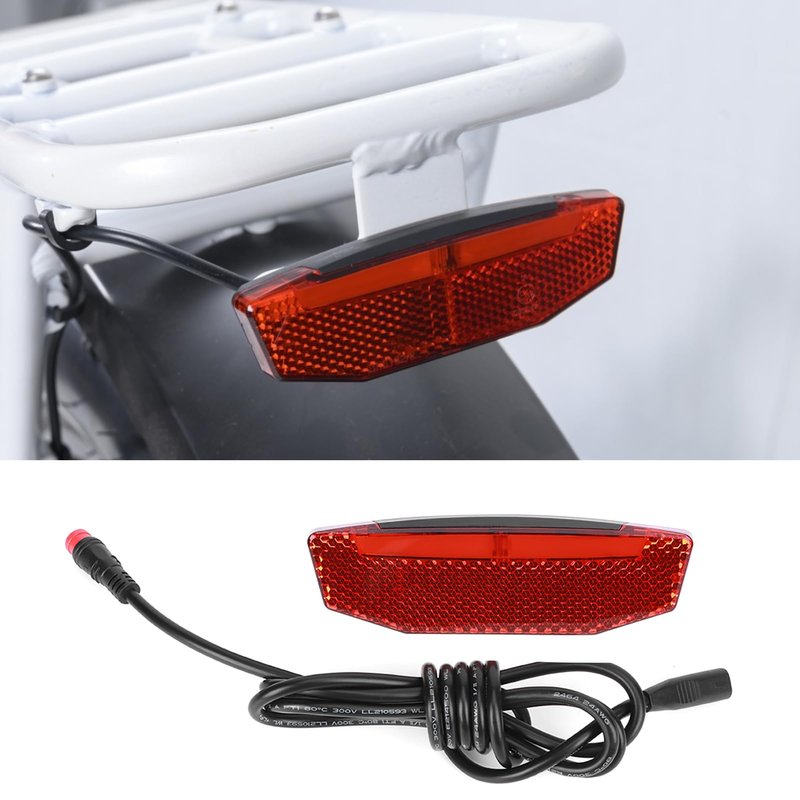 EBike Tail Light, 6V-60V LED Warning Light High Brightness Bike Rear Light Night Riding Equipment Waterproof Connector Electric Bike Accessories for Night Riding Cycling