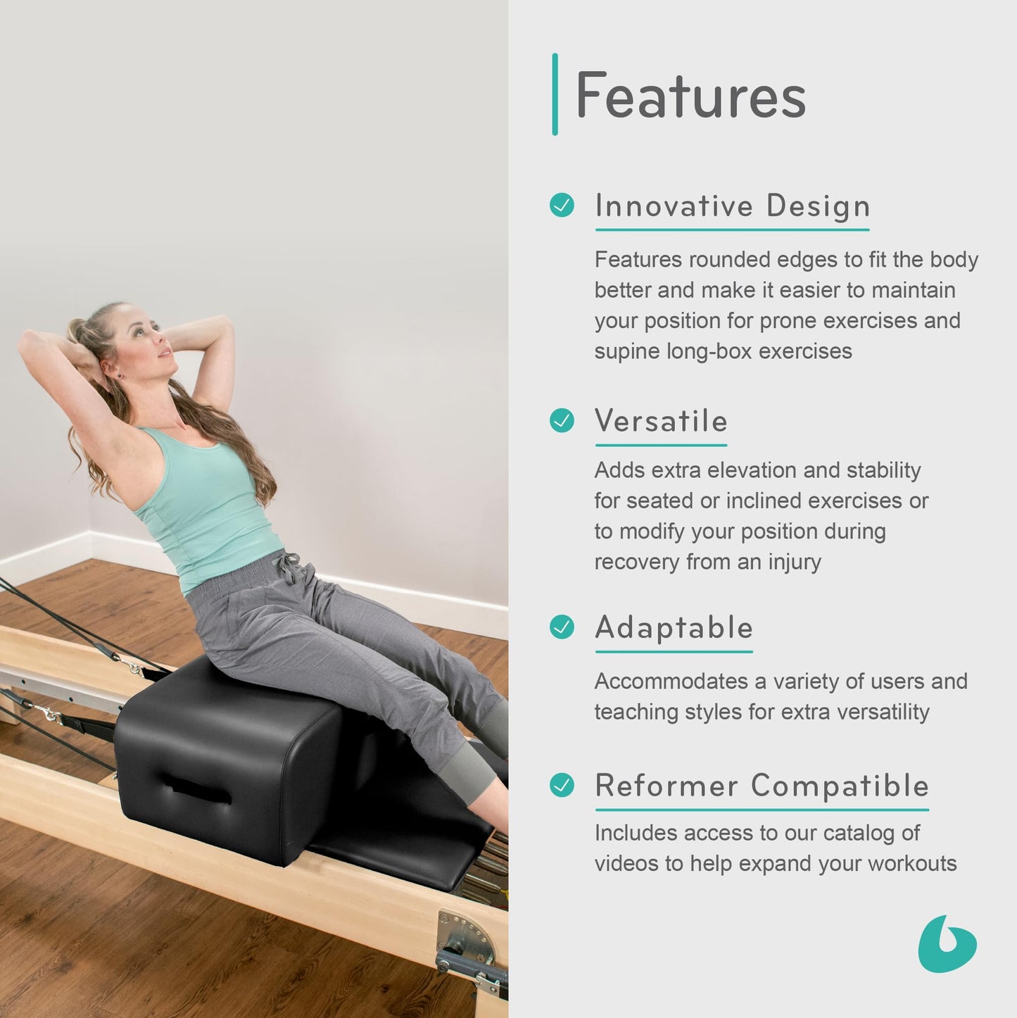 Balanced Body Contour Sitting Box for Pilates Reformer, Pilates Equipment for Home Workouts & Professional Studio Use, Fits All Wood Reformers and Allegro or Allegro 2 Reformers - Black