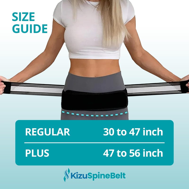 FREEZE2TRIM Kizu Relief Belt Sciatica Pain Relief Devices Lower Back Brace & SI Joint Support – Adjustable Back Support for Sciatic Pain Men & Women, Hip Compression Wrap (Regular Plus) (Hip Size 30-47")