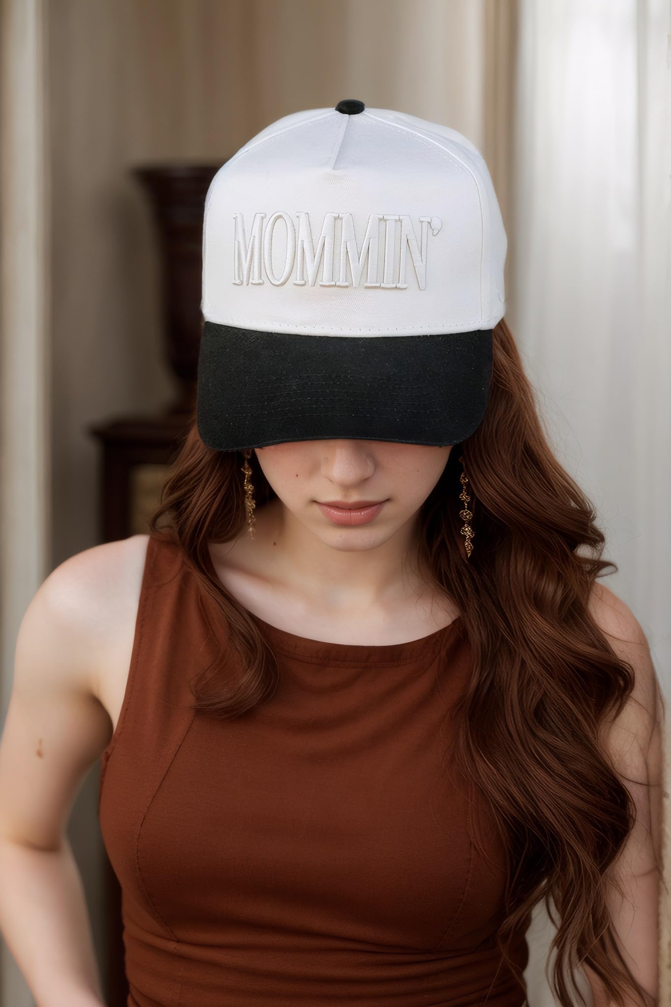 Funny Mommin Hat for Women, Mama Too Busy to Care Truck Hat Gifts Adjustable Washed Cotton Embroidered Mom Baseball Cap (Black)