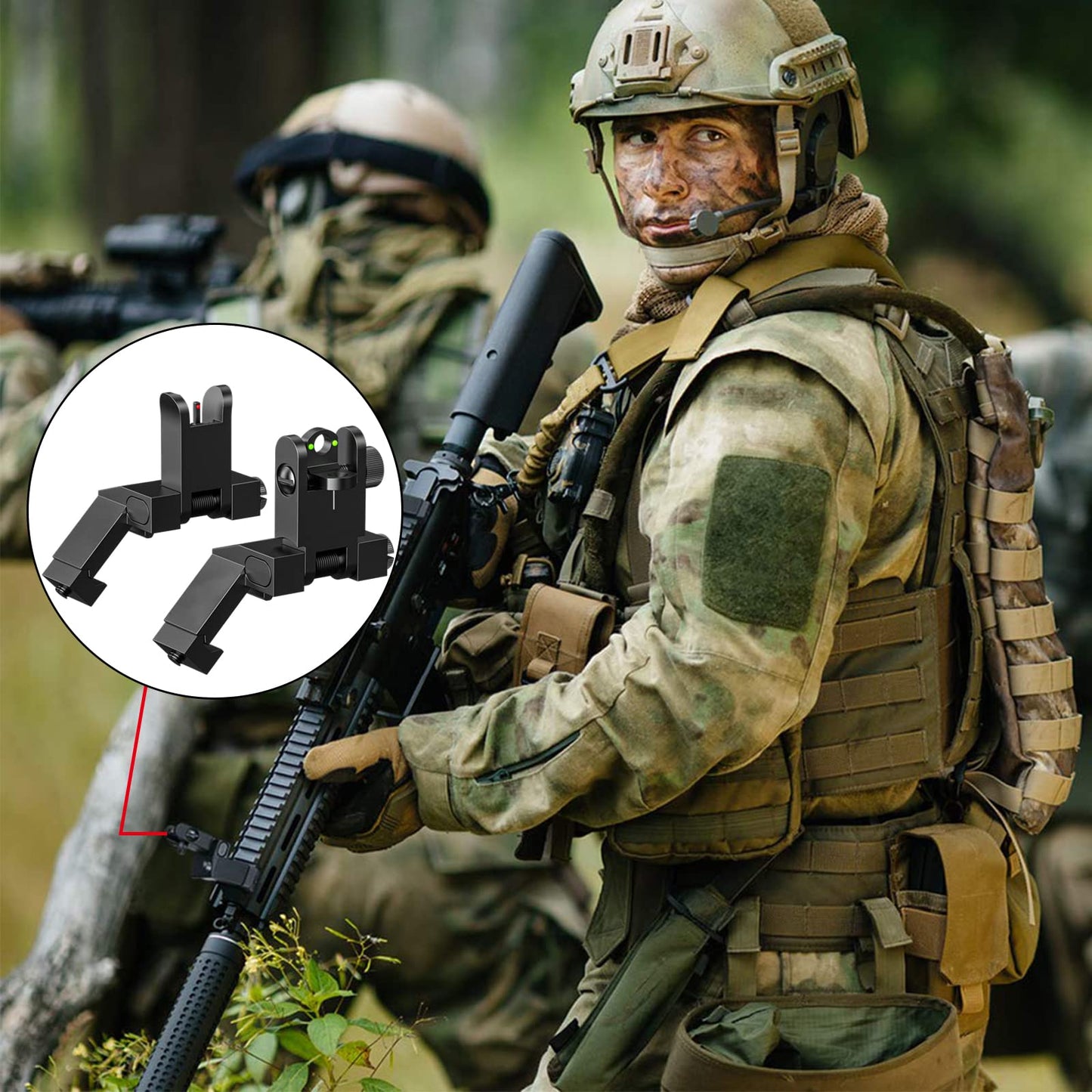 45 Degree Offset Flip Up Iron Sights | Aluminum Flip Up Sights | Canted Iron Sights Flip Up for Picatinny Rail Metal | Low Profile Flip Up Iron Sights