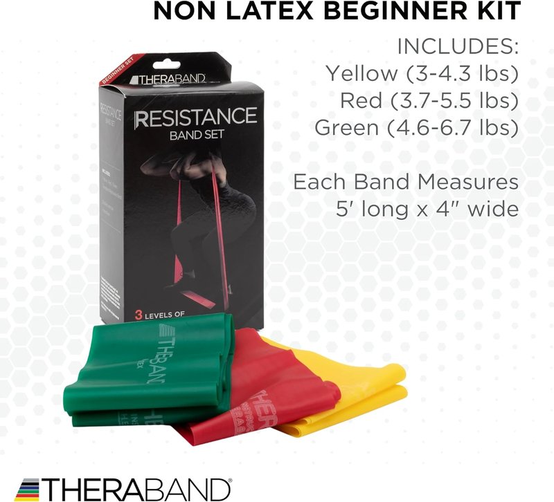 THERABAND Resistance Bands Set - Elastic Exercise Bands for Strength Training & Physical Therapy | Upper & Lower Body Fitness