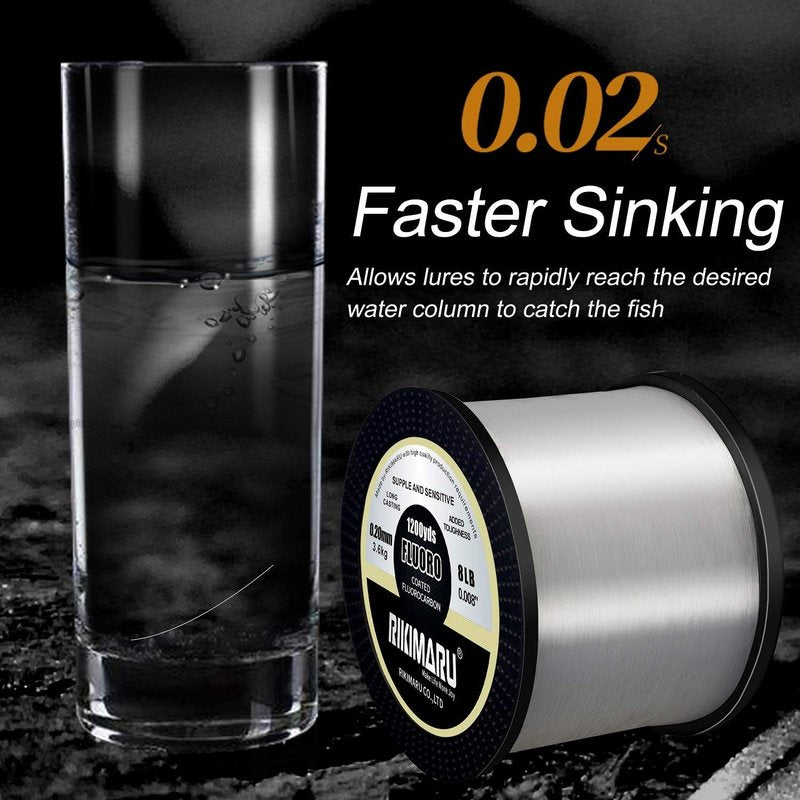Fluoro Fishing Line - 100% Soft Fluorocarbon Coated - Durable & Strong