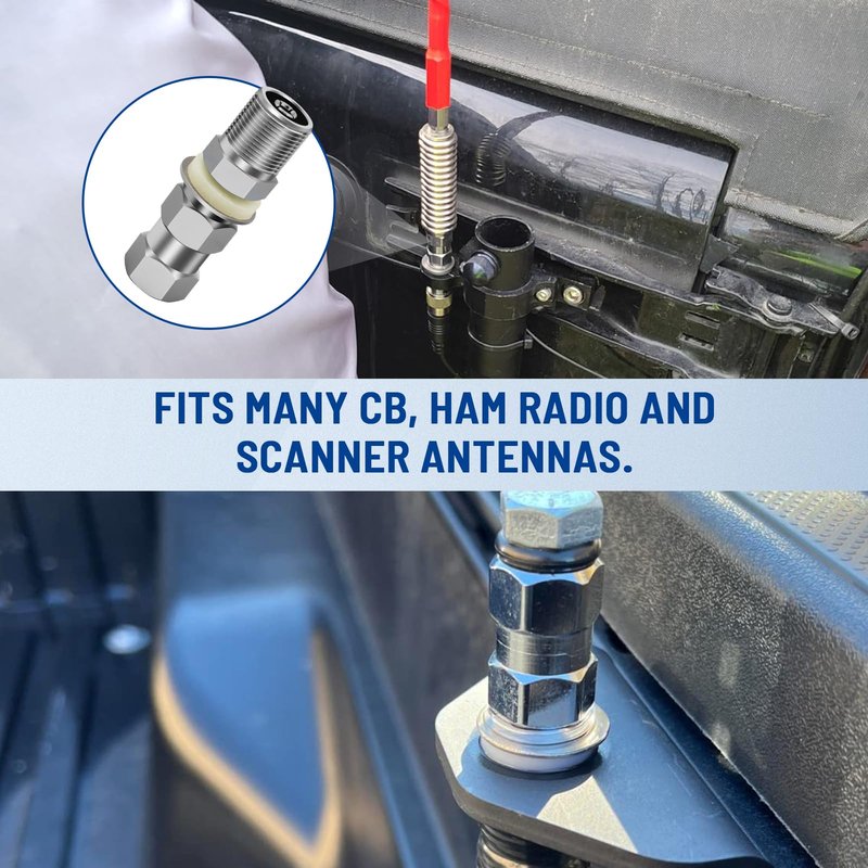 Anina 2pc CB Radio Antenna Stub Mount Heavy Duty SO-239 Stud Mount for CB Radio Antenna Standard 3/8 X 24 Threaded