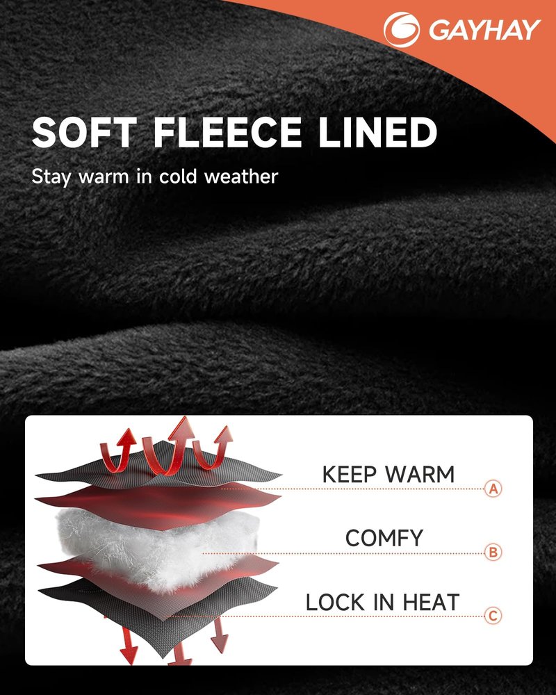 GAYHAY Fleece Lined Leggings Women with Pockets- Thermal Winter Warm Water Resistant High Waisted Running Hiking Pants Black