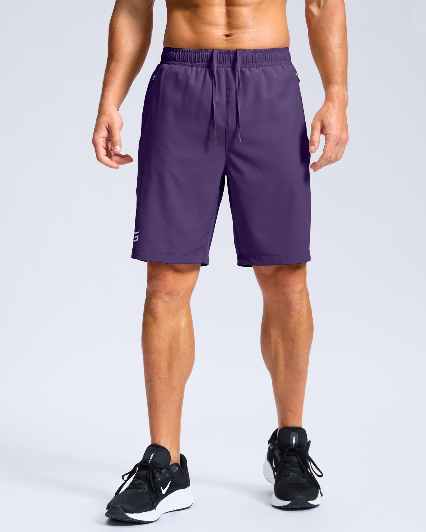 Men's Athletic Running Shorts with Zipper Pockets Quick Dry 7"/ 5"/ 9" Workout Gym Shorts for Basketball Hiking(Purple,9XL)