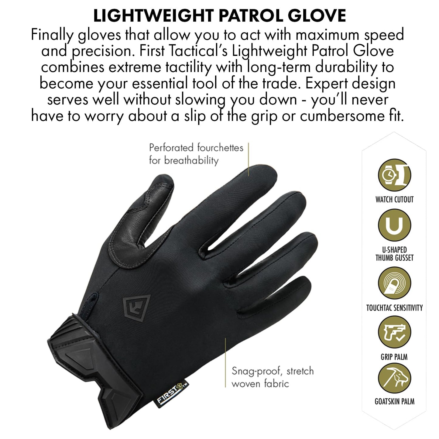First Tactical 150001-060-M Mens Light Wt. Glove Coyote M