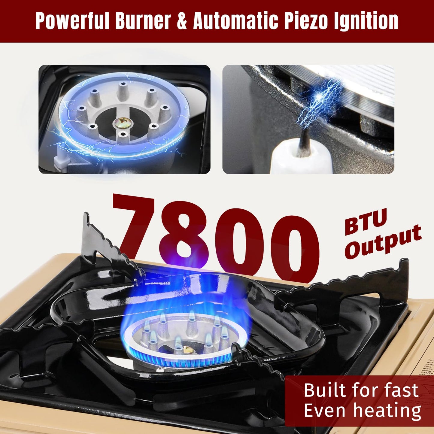 SHINESTAR Dual Fuel Camping Stove with Butane & Propane Compatibility, Portable Stove for Outdoor Cooking, Propane Adapter Hose, Wind Guard and Carrying Case Included (Fuel Not Included)