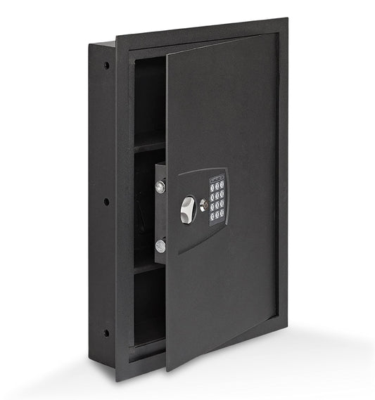 SnapSafe in Wall Gun Safe and Money Safe - Hidden Safe Provides Security for Your Firearms & Valuables, Keypad Entry - In Wall Safe Between Studs with Flush Mount, Ideal for Home, Office Black