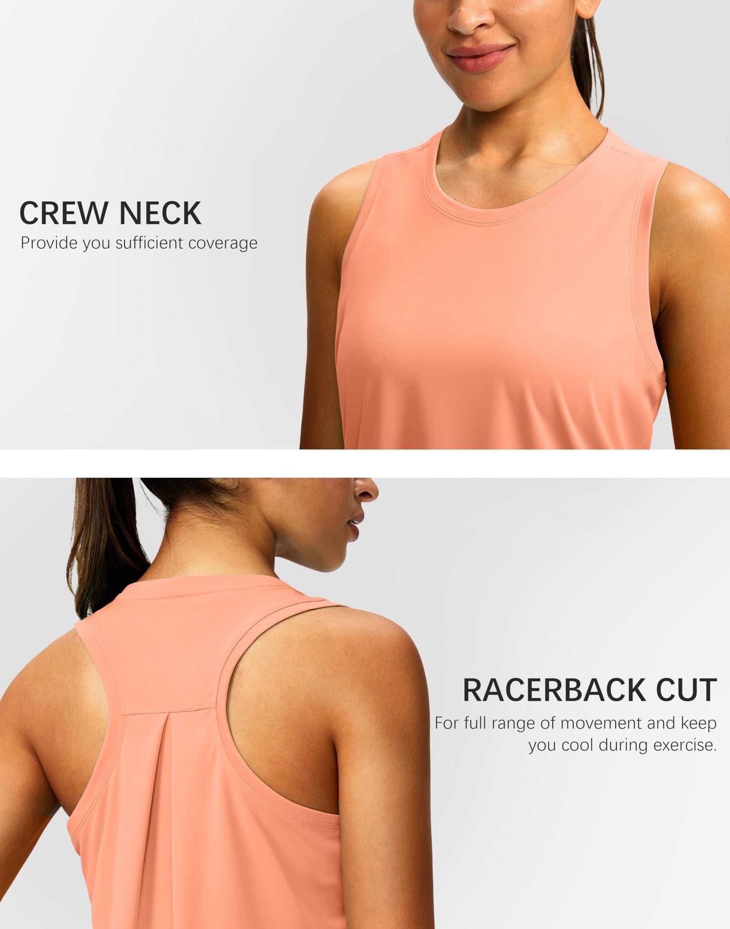 Women's Workout Tops Racerback Athletic Tank Tops Sleeveless Loose Fit Yoga Running Gym Shirts for Women(Coral,L)
