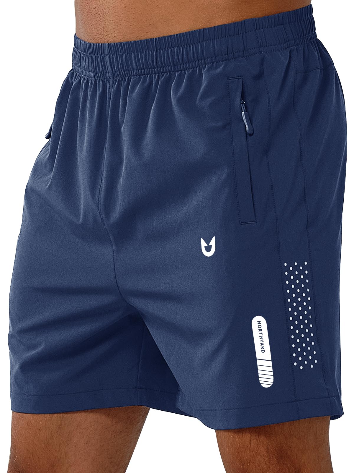 NORTHYARD Men's Athletic Running Shorts Gym Workout 7"/9"/5" Quick Dry Lightweight Sports Basketball Tennis 3 Zipper Pockets DARKBLUE-5inch 4XL