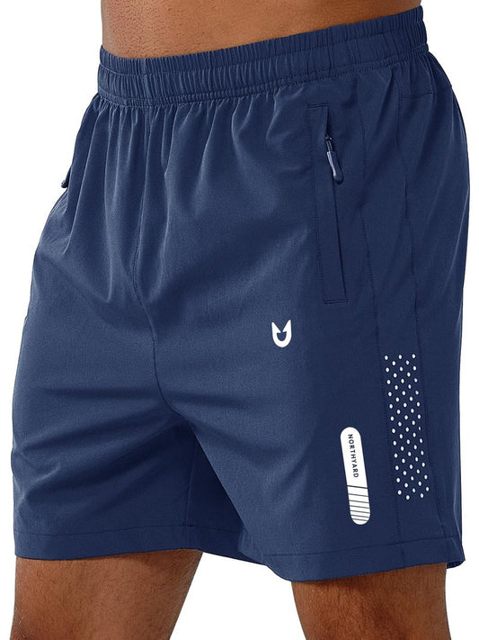 NORTHYARD Men's Athletic Running Shorts Gym Workout 7"/9"/5" Quick Dry Lightweight Sports Basketball Tennis 3 Zipper Pockets DARKBLUE-5inch 4XL