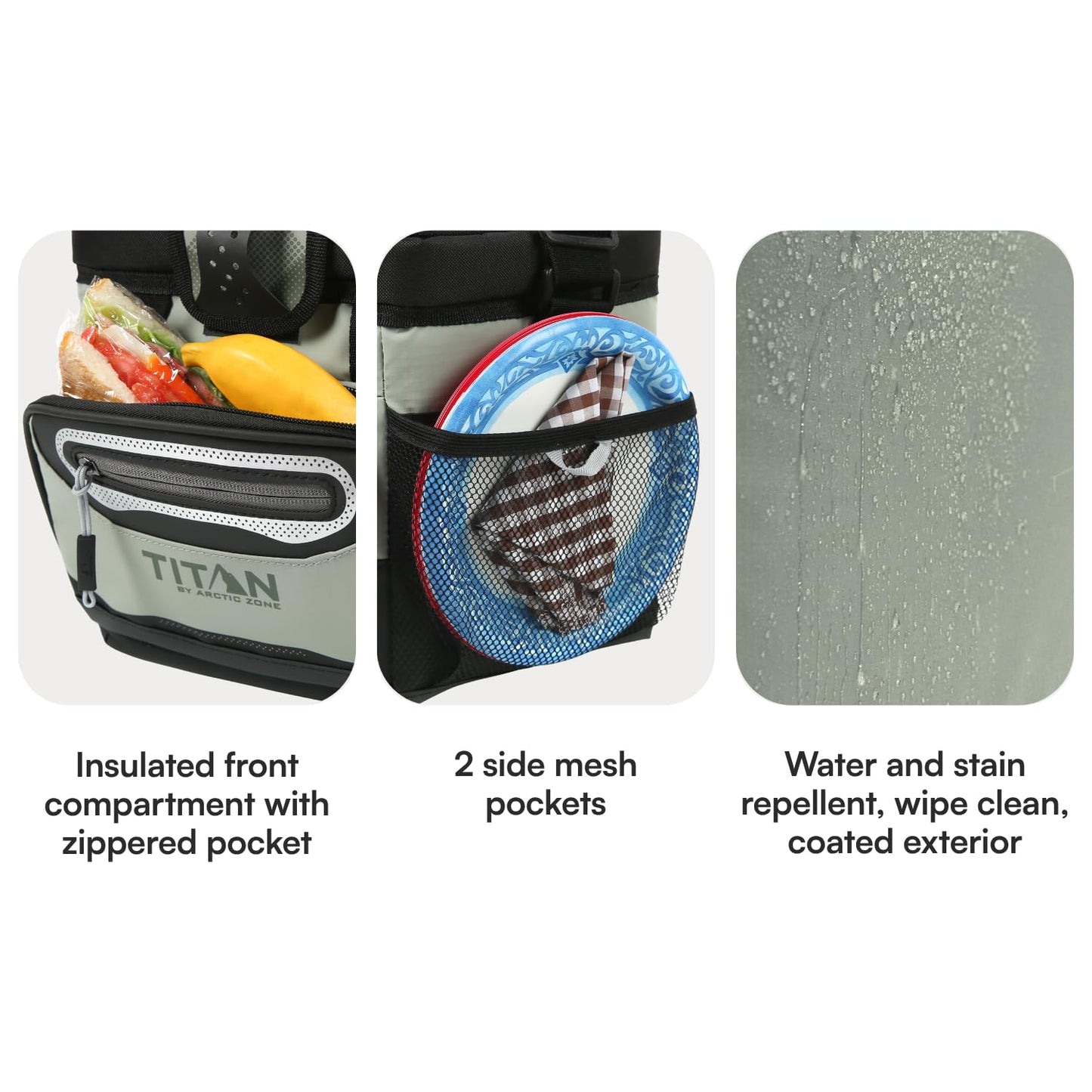 Titan by Arctic Zone 9 Can Zipperless Cooler with SmartShelf, Seagrass