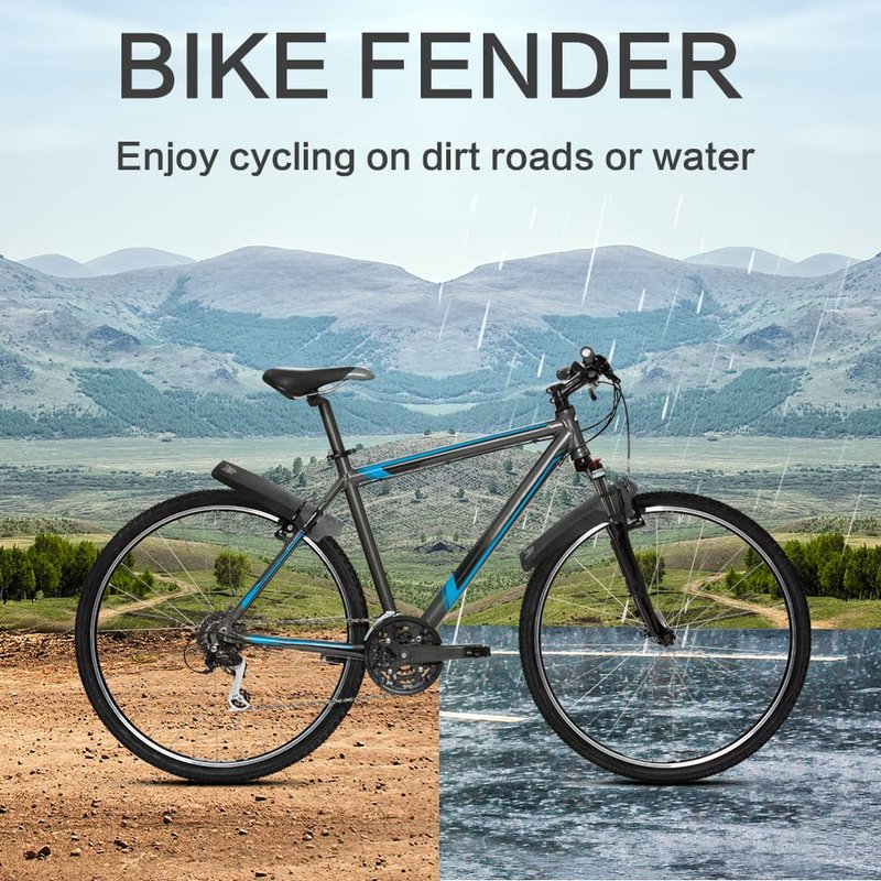 Dogagroom Mountian Bike Fender 2 Pcs, Front and Rear Bicycle Fender, Mountain Bike Mudguards Set, MTB Mud Guard, Folding Bicycle Mud Guards, Waterproof Bike Fenders, Fits 650B 20" 27.5" 29" (Black)