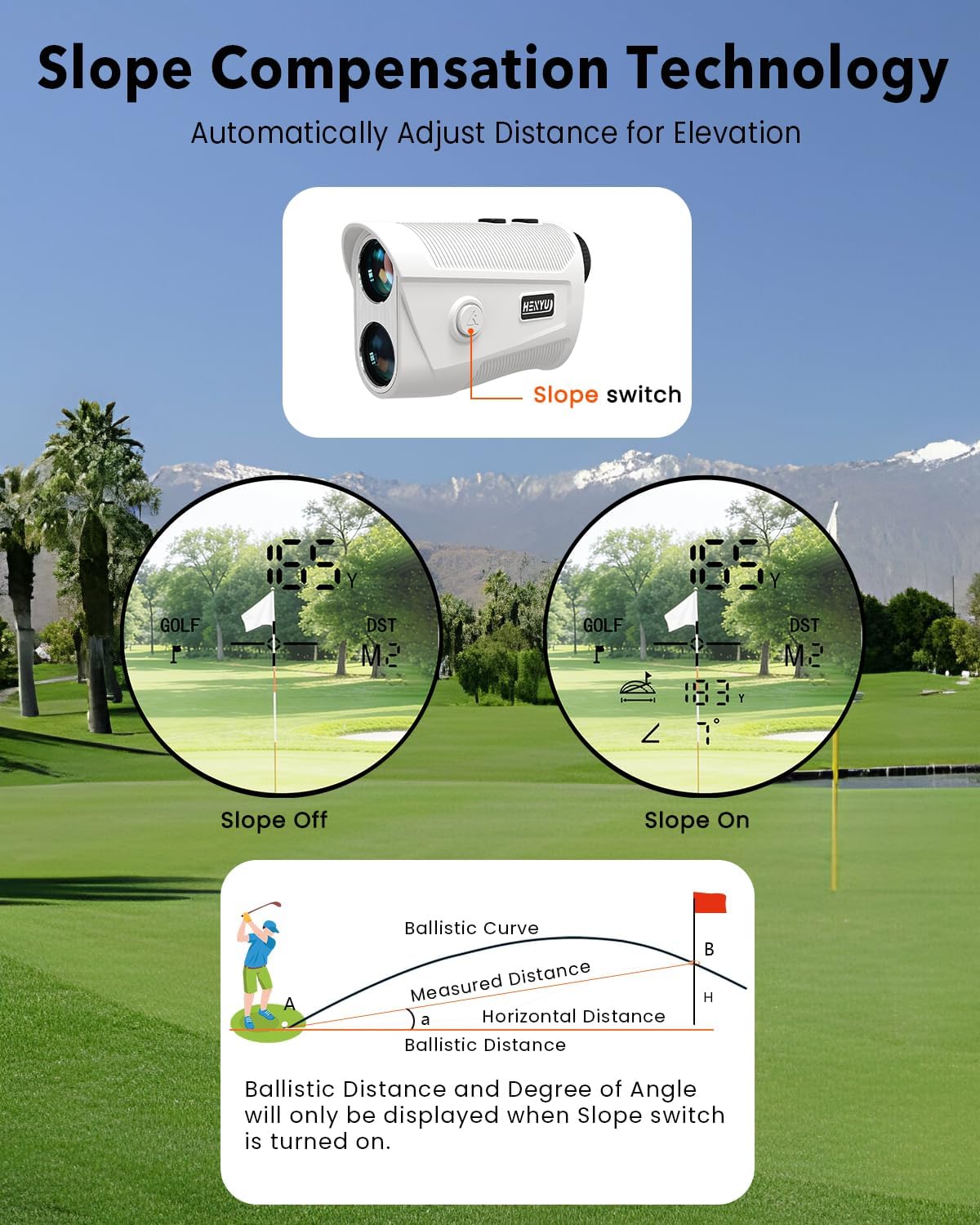 Golf Rangefinder with Slope - 1500 Yards Laser Range Finder for Accurate Golfing & Hunting | 7X Magnification, USB-C Rechargeable