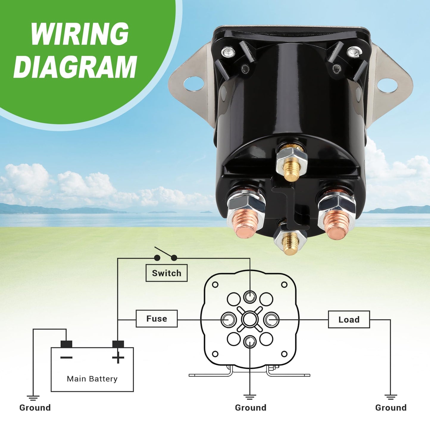 10L0L Golf Cart 36V Solenoid for Club Car DS 1976-1998, 4 Terminal Electric Solenoid Replacement OEM 8016 1113