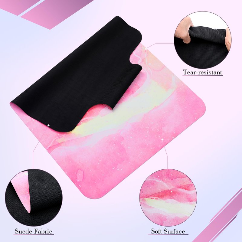 Shyyween 2 Pack Pilates Reformer Mat, Non-Slip Microsuede Cover with Headrest Cutout, Natural Rubber Backing, Sweat-Wicking, 38"×22", Fits Most Reformers, Pink & Purple