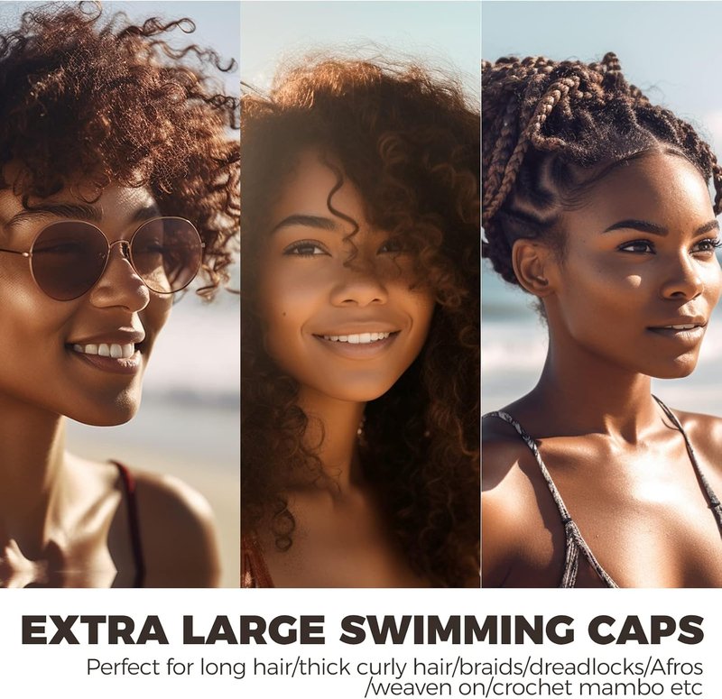 Extra Large Swim Cap - Silicone Swim Cap for Long Hair, Dreadlocks & Braids | Unisex, Keeps Hair Dry