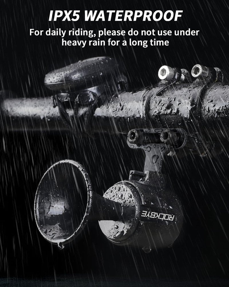 EQIIO Electric Bike Horn with Anti Theft Alarm, 120dB Loud Bicycle Horn Rechargeable Vibration Sensor Alarm with Wireless Remote, Bike Bell for Adults Kids Bike/Scooter/Ebike, IPX5 Waterproof