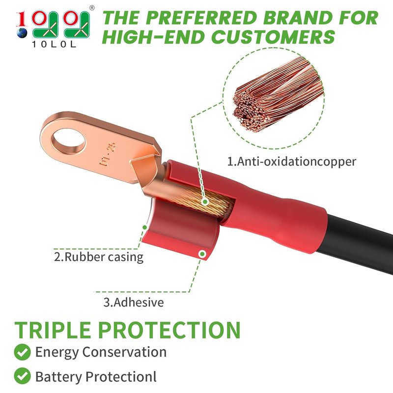 10L0L Golf Cart Battery Cable Set (4 Gauge) Fits Club Car DS Precedent Tempo 36V or 48V, 14 Inch, 5-Pack
