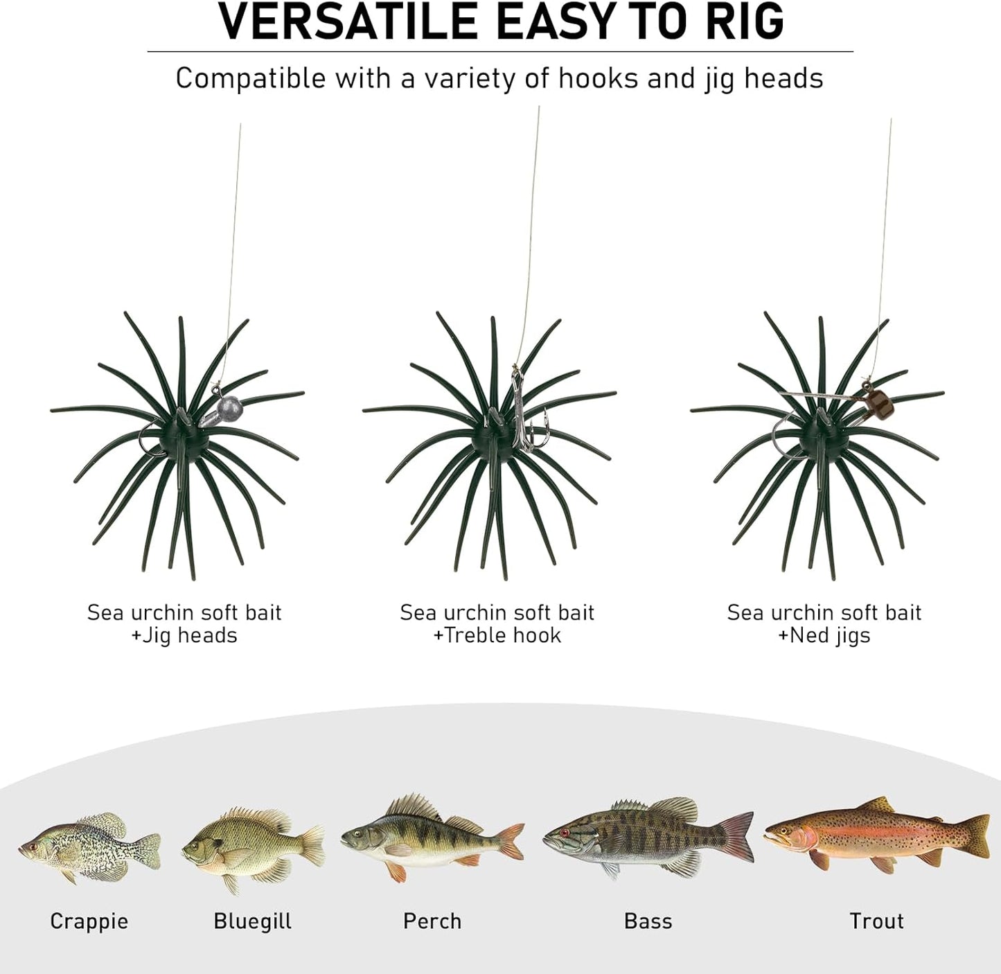 QualyQualy Sea Urchin Soft Lure - Durable Tentacle Fishing Bait for Bass, Pike & Trout | TPE Material