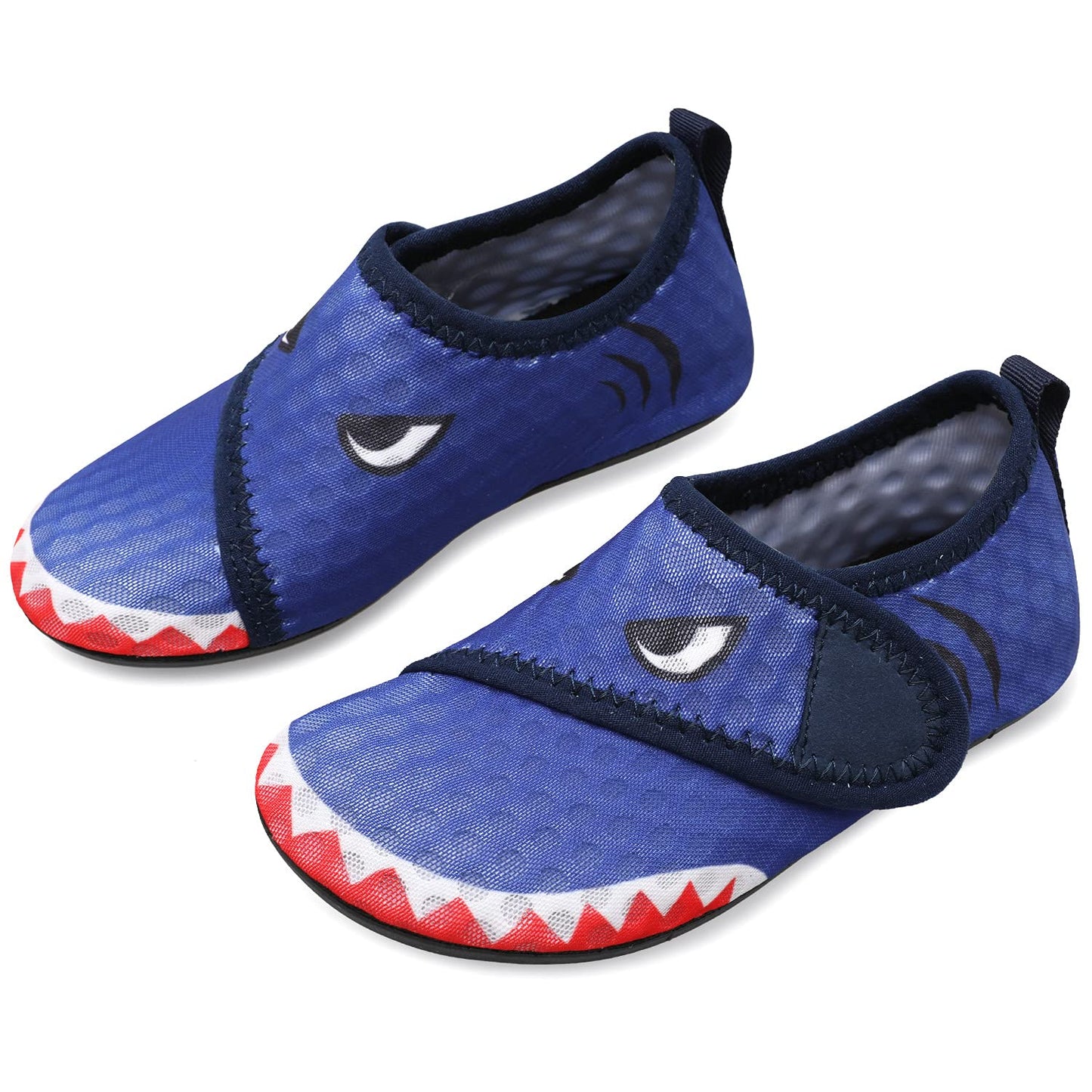 JOINFREE Boys Girls Athletic Water Shoes Soft Slip on Aqua Socks for Kids Navy Shark 8-8.5 Toddler