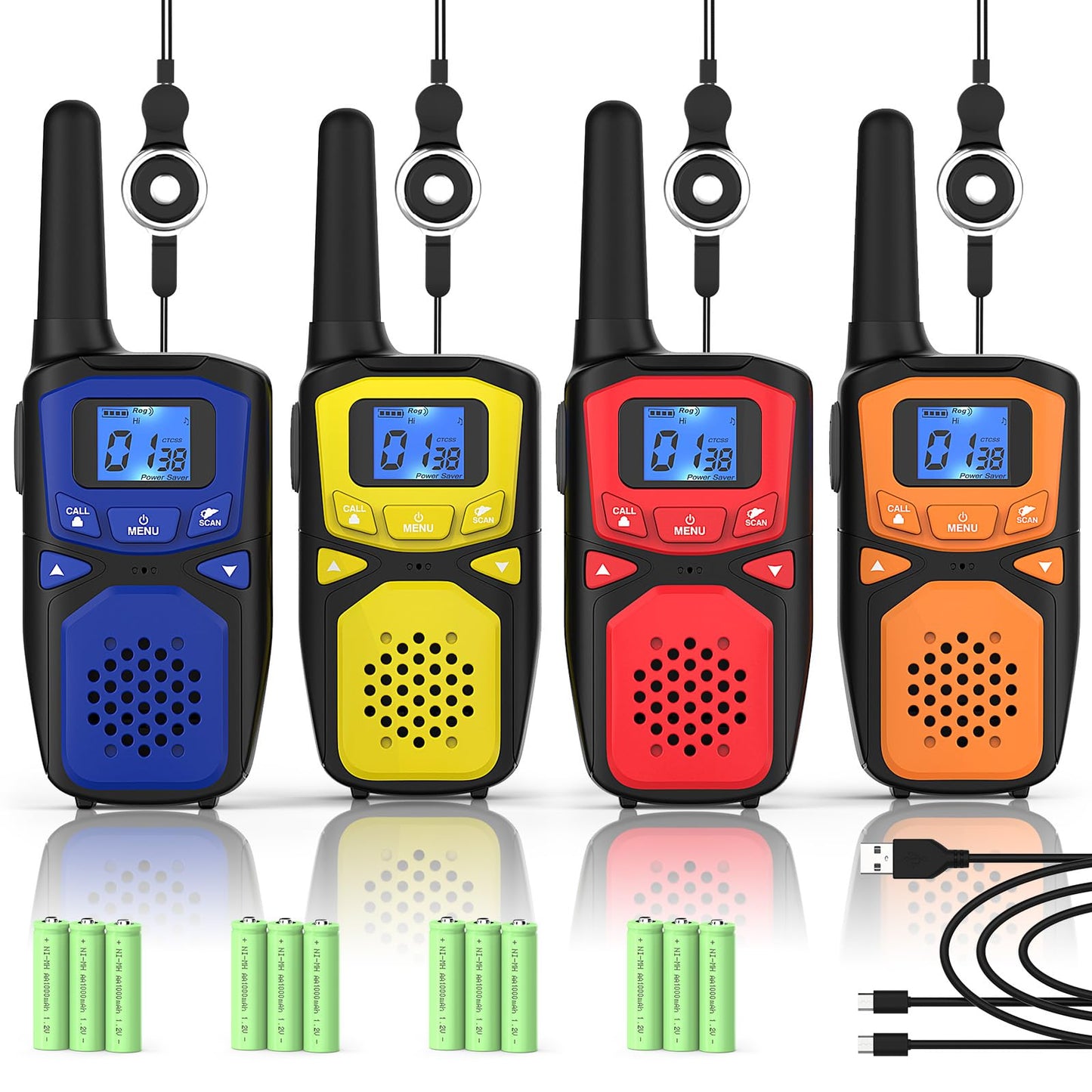 WokTok Adult Walkie Talkies Long Range Rechargeable Portable Two-Way Walkie Talkie, Camping Gear, SOS Sirens, NOAA Weather Alarms, Kid's Toys, Easy-to-Use Walkie Talkies,2 Packs(No Batteries)