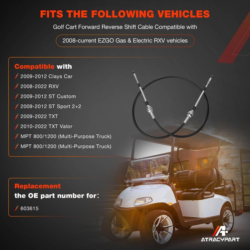 ATRACYPART Forward and Reverse Shift Cable- Compatible with EZGO RXV 2008-up Golf Cart Vehicles- Golf Carts Forward Reverse Shift Cable Replaces# OEM 603615