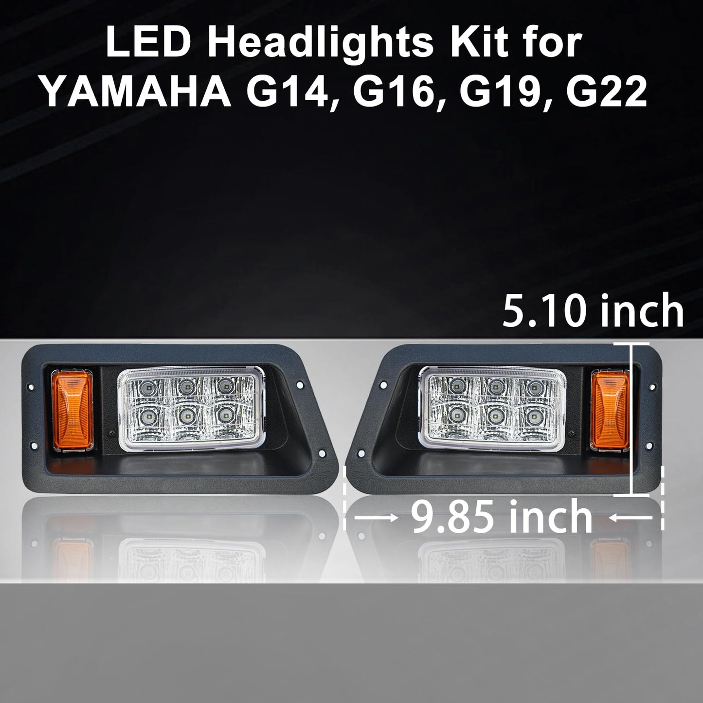 Orle Oko LED Head Light Kit For YAMAHA G14 G16 G19 G22 Gas or Electric Golf Cart Models Passenger Driver Side Replace 12V Headlights Light Kit Assembly For YAMAHA