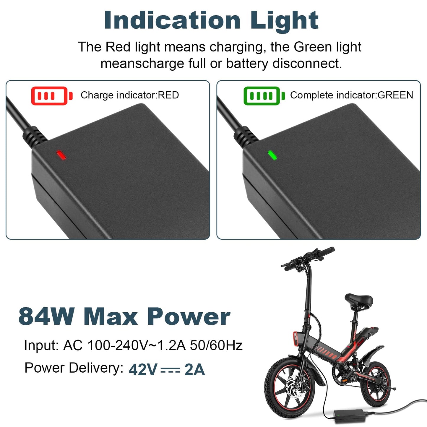 42V 2A Electric Scooter Charger Universal Replacement with 7 Plugs, Compatible with GOTRAX/Jetson/Voyage Charger for 36V 10S Li-ion Battery.