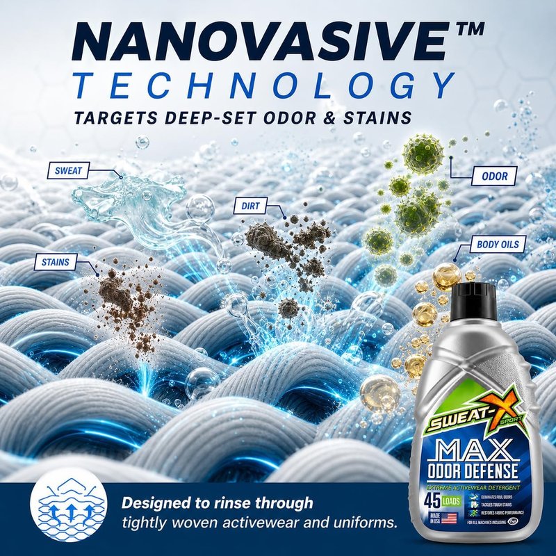 Max Odor Defense Laundry Detergent - Natural Liquid for Activewear & Sensitive Skin | 45 Loads