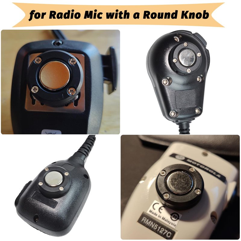 TWAYRDIO Magnetic Mic Holder, Mobile Radio Microphone Magnet Mount, CB Mic Hanger, Mounting Solutions for Car Truck Dash Board, Compatible with Motorola Kenwood Mics