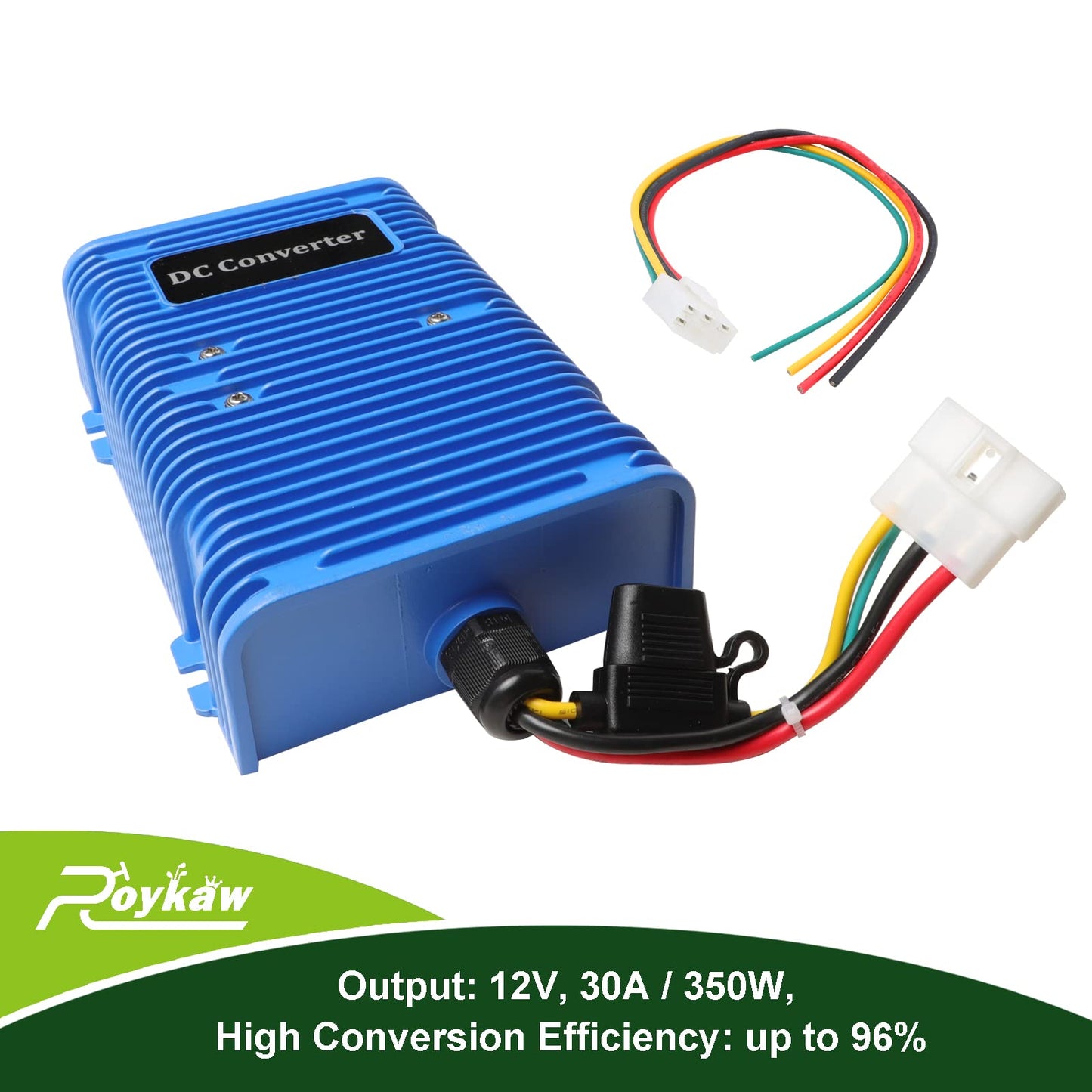 Roykaw Golf Cart 36V 48V to 12V Voltage Reducer Regulator DC Converter Compatible with EZGO Club Car Yamaha，Dual Power Source，30A 360W