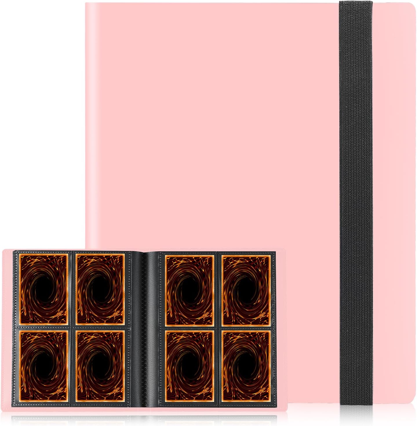 Trading Card Binder - Upgraded 4-Pocket Mini Album with 160 Pockets | Pink Card Book Holder
