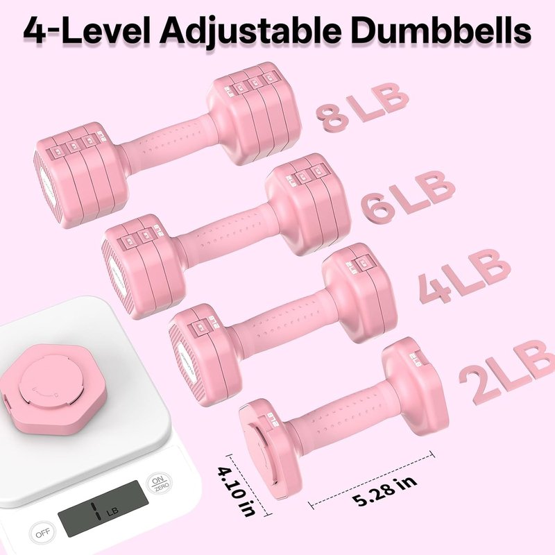 JOROTO Adjustable Dumbbell Set - 4-in-1 Hand Weights for Home Gym | 16LBS/22LBS with Soft Grip Handles