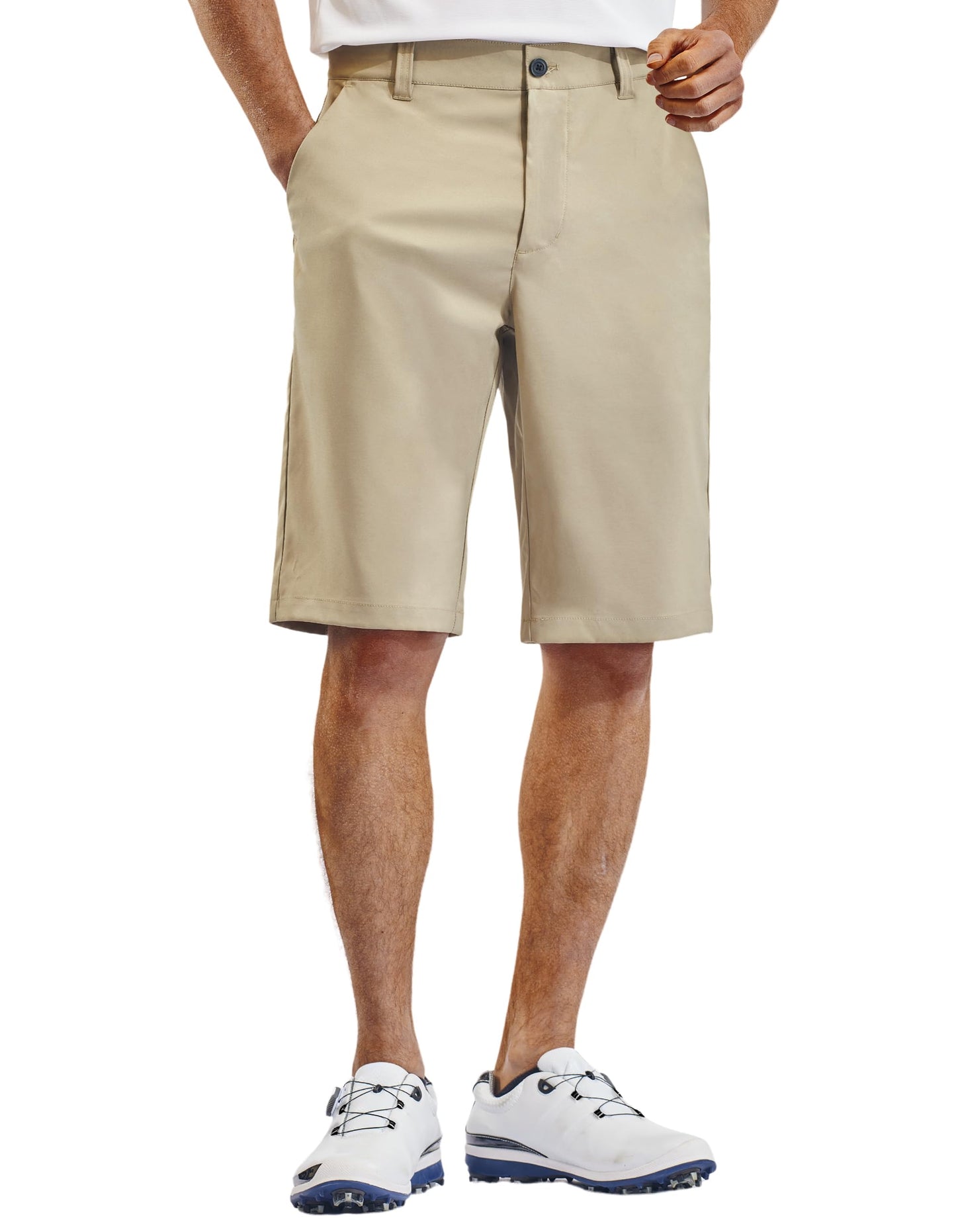 PULI Golf Dress Shorts Men 12'' Inseam Lightweight Flat Front with Pockets
