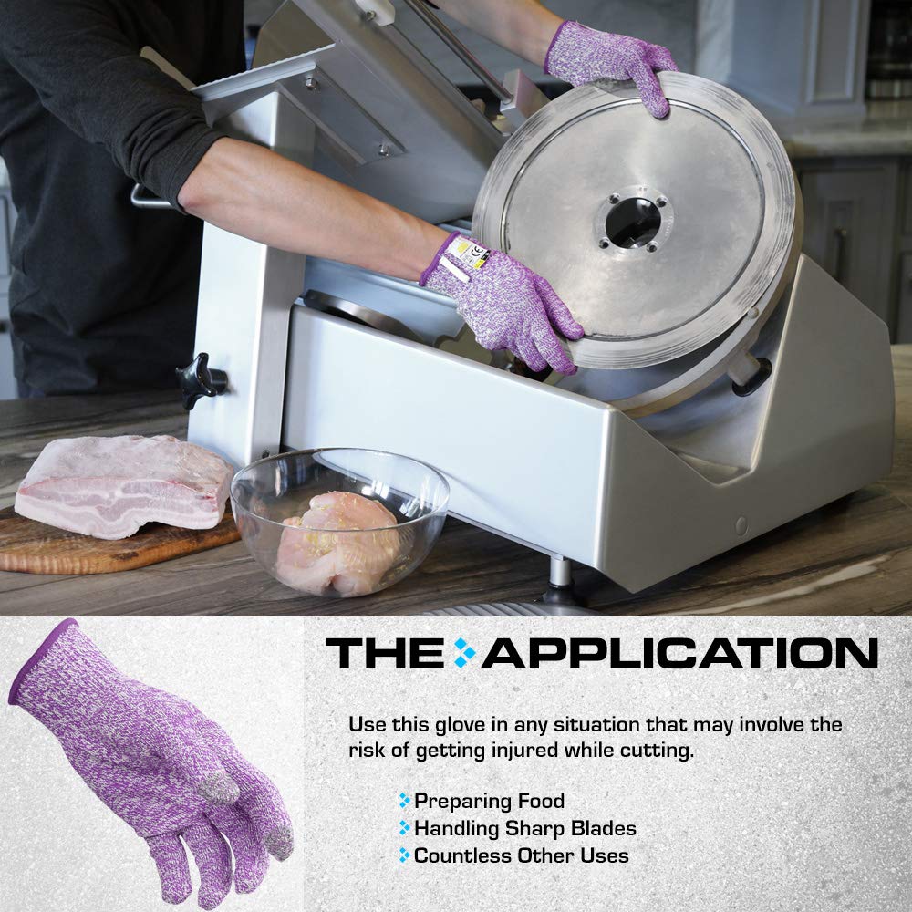 Glove Station Ultra Durable Series Cut Resistant Gloves - Cutting Gloves for Chefs, BBQ and Cooking - Level 5 Protection, Food Grade Safe Cut - Purple, Medium Size