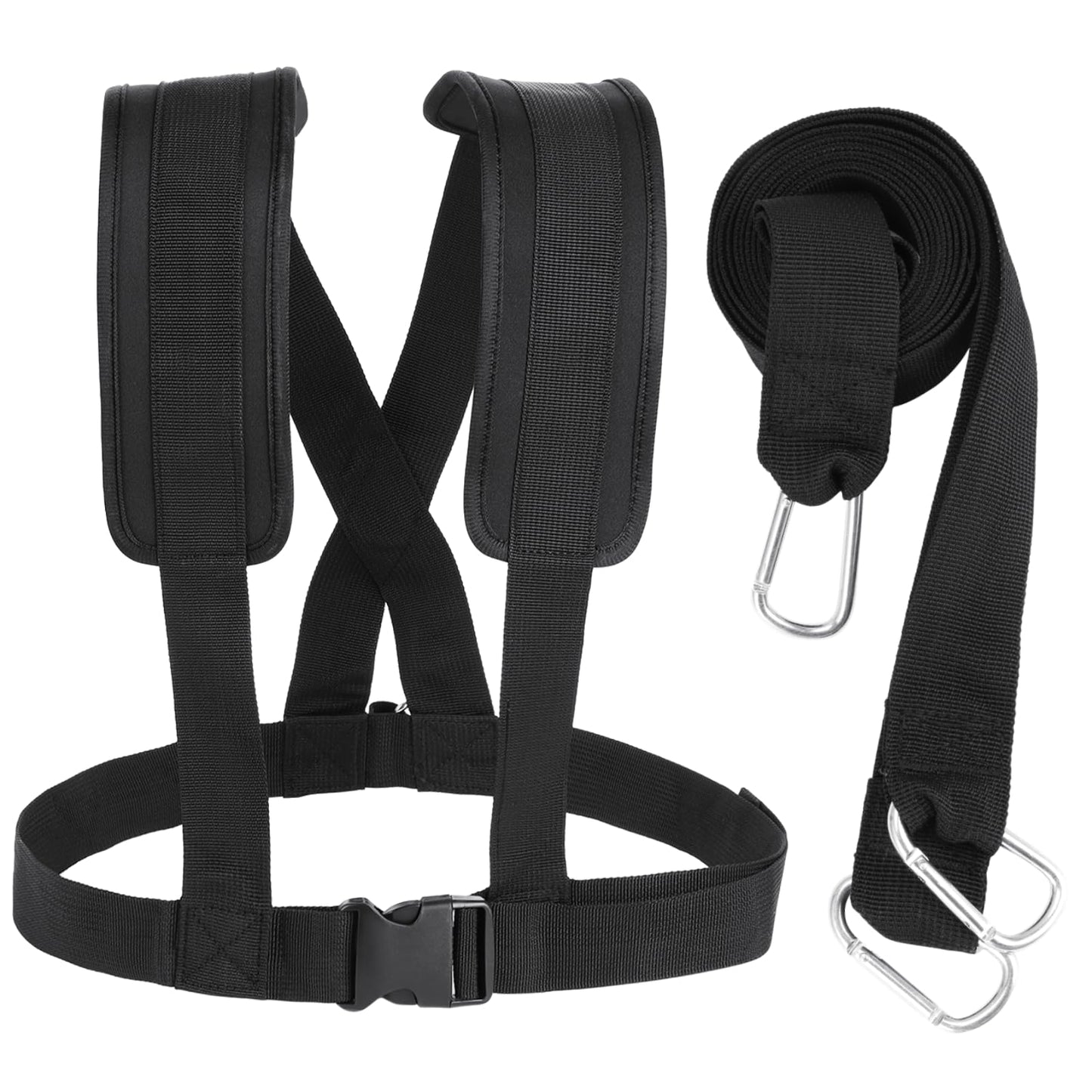 2 Pack Sled Harness for Exercise Physical Football Running Resistance Training Rope Kit Tire Pulling Harness Fitness Exercise Workout Assistance Equipment Trainer with Adjustable Padded Shoulder Strap