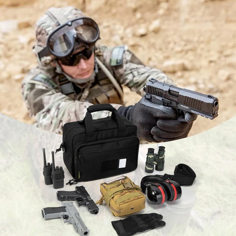 PROFOCUS Small Range Bag - Dual Pistol Handgun Carrying Case with Lockable Zippers | Ideal for Ammo & Revolvers