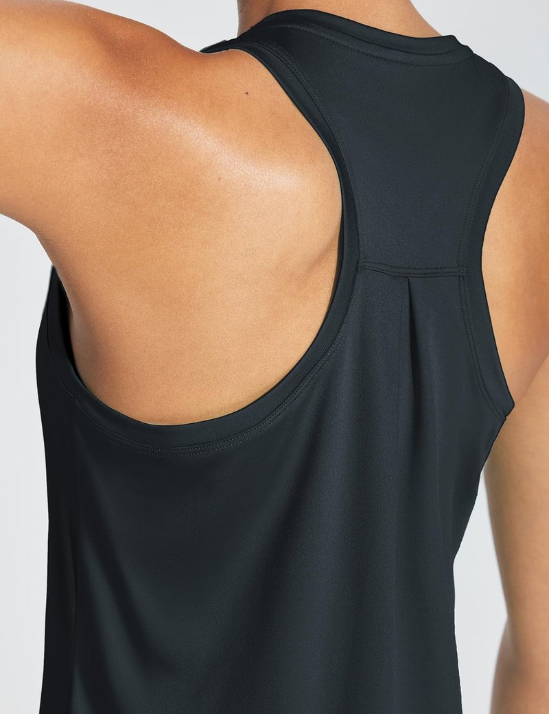 baleaf Workout Tank Tops for Women Sleeveless Athletic Top Loose Fit Running Shirts High Neck Yoga Gym Clothes White M