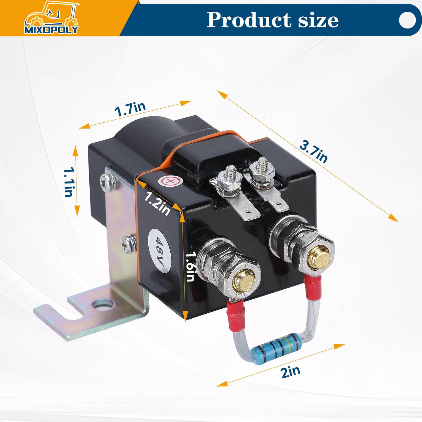 MIXOPOLY 48V 4 Terminal Golf Cart Solenoid for Club Car DS 1995-up & Precedent 2000-up Electric with Resistor Replace OEM 101908701 102774701 1014947 1019087-01 1027747-01