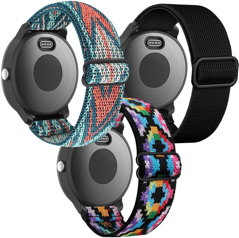 Elastic Bands for Garmin Forerunner 55/165/645/245 Music Watch Band, Garmin Vivoactive 6/5/3 Bands, 20mm Nylon Sport Wristband for Garmin Venu/Sq/Sq 2/Vivomove HR/Sport Men Women 3Pack