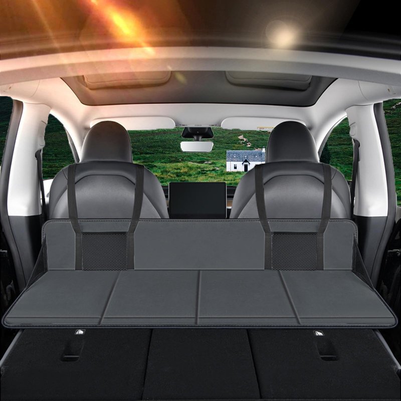 Colefunmit Car Rear Seat Mattress Extension Plate, Portable Mattress for Sleeping, Foldable Back Seat Extender, Increase Travel Trunk Space and Car Bed Camping Space for Car, SUV, Model Y/3 (Black)