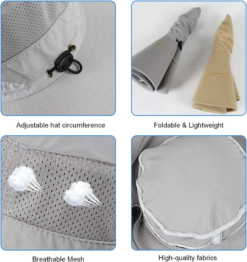Wide Brim Sun Hat for Men & Women - Bucket Safari Fishing Hat for Hiking, Camping & Outdoor Activities