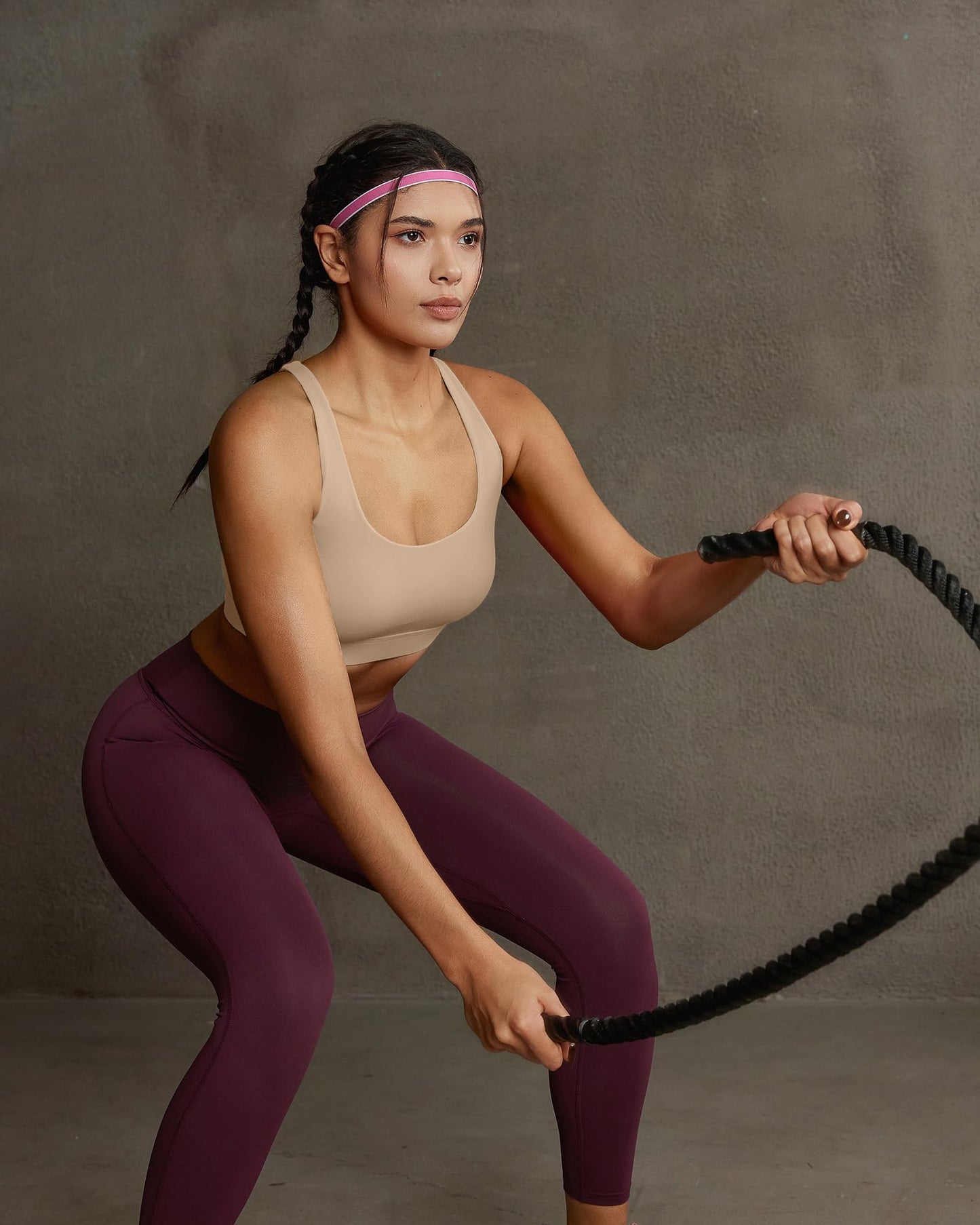 RUNNING GIRL Sports Bra for Women, Criss-Cross Back Padded Strappy Sports Bras Medium Support Yoga Bra with Removable Cups(WX2353 Nude_XS)