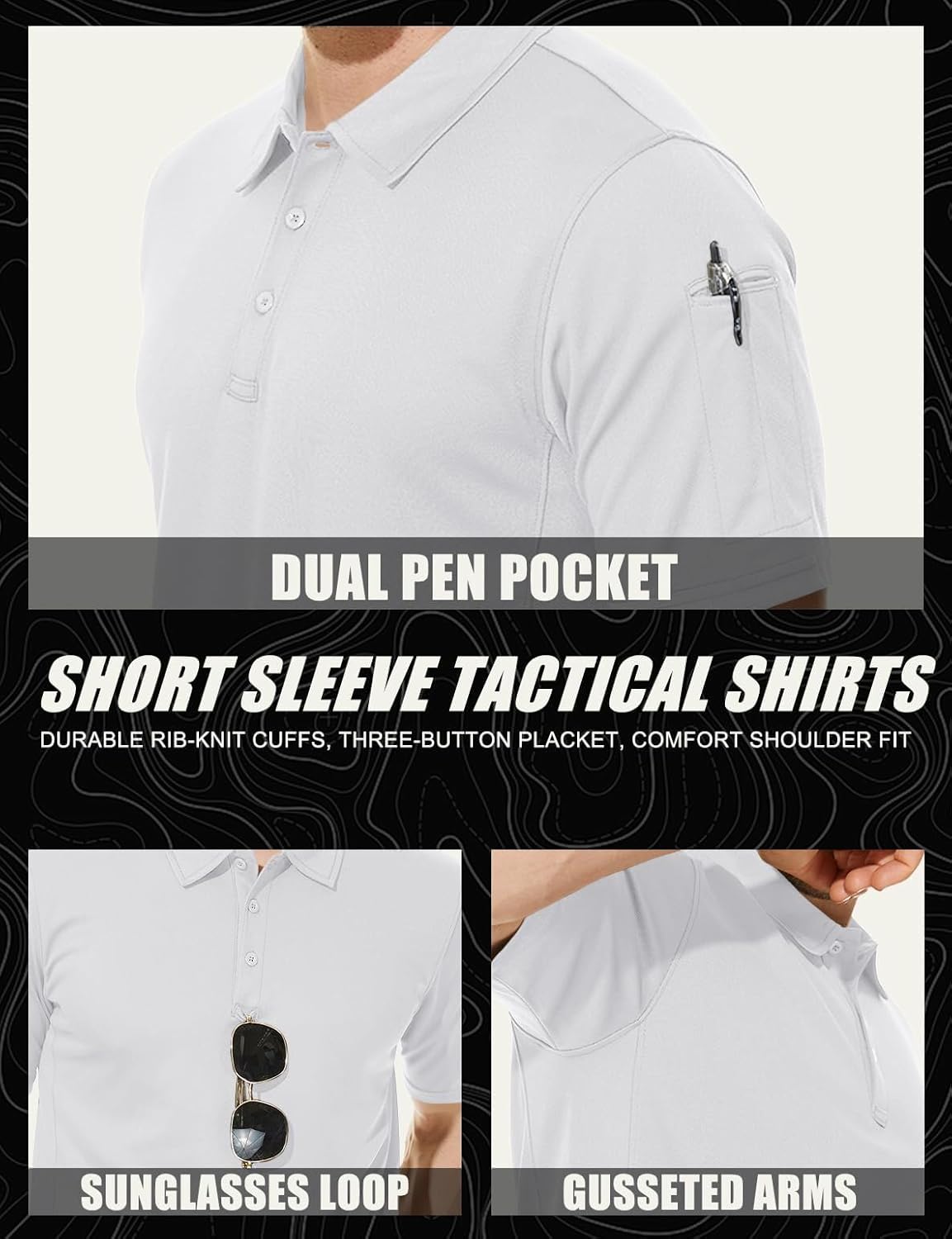 Men's Quick Dry Tactical Polo Shirt - Performance Short Sleeve Pique Jersey for Golf | Comfortable Fit