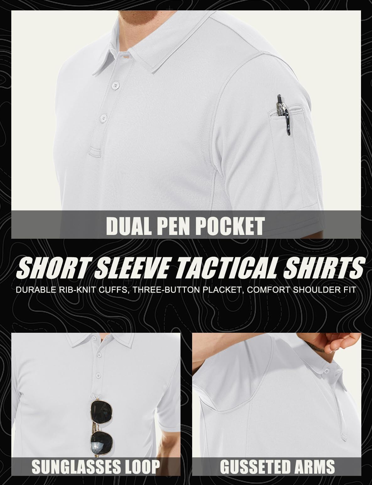 MAGCOMSEN White Polo Shirts for Men Short Sleeve Golf Collared Work Shirts Casual Shirts Quick Dry Summer Shirts S