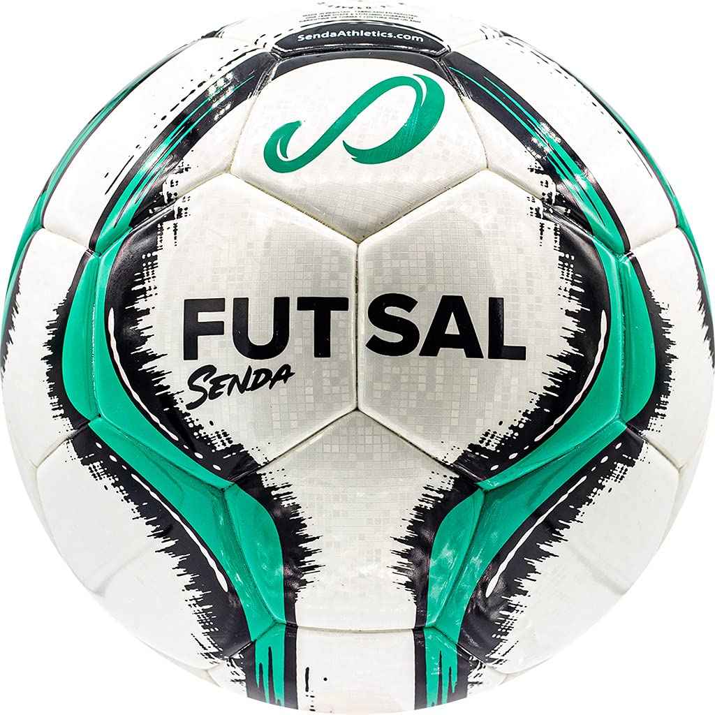 SENDA Bahia Professional Futsal Ball, Fair Trade Certified, White/Emerald/Black, Size 4 (Ages 13 & Up)
