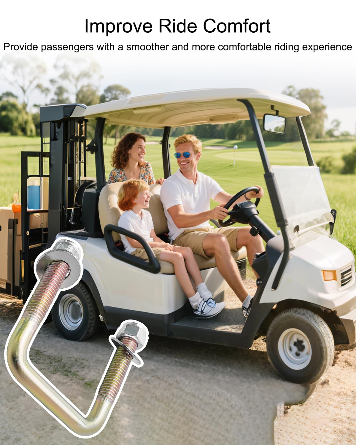 TIKSCIENCE Rear Leaf Spring Bolts Kit Compatible with EZGO TXT Replace 72029-G01 72124G01 72124-G01 72618G01, Golf Cart Leaf Spring U Bolt & Screw Nut 4Pcs
