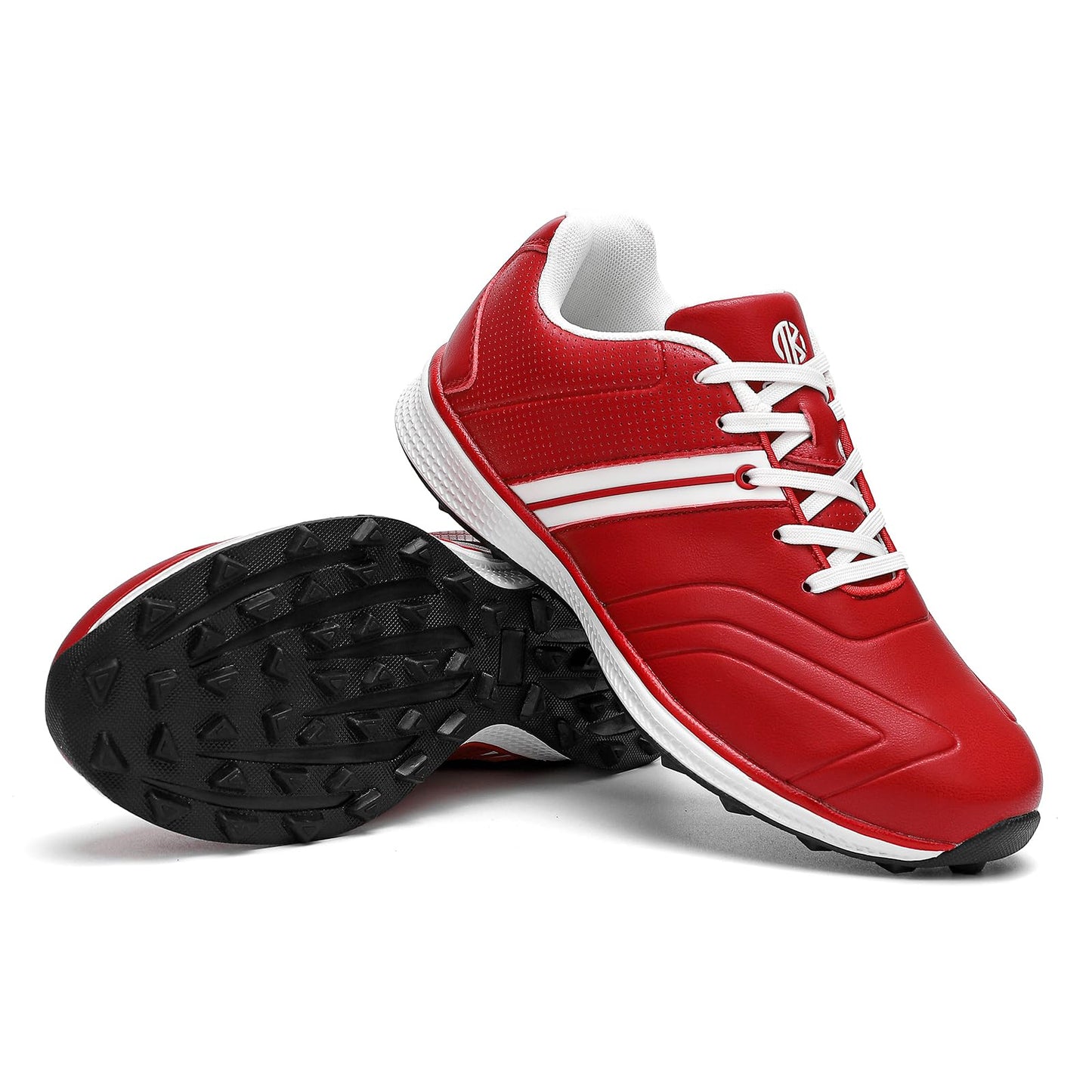 Men's Golf Shoes Professional Spikeless Golfers Training Sneakers Lightweight (Red, 10.5)
